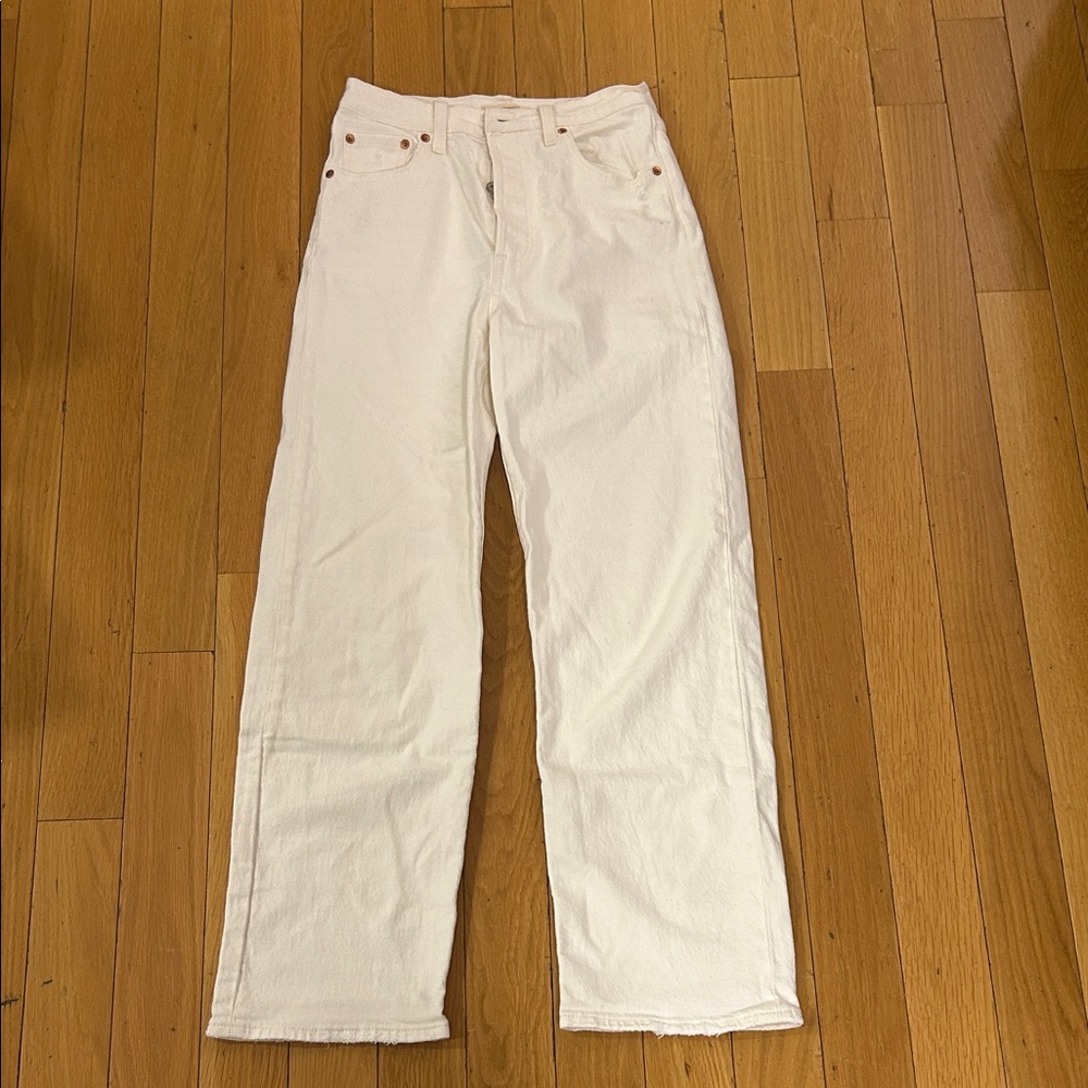 Levi's Premium Womens Ribcage Straight Ankle White Jeans W26 x L29